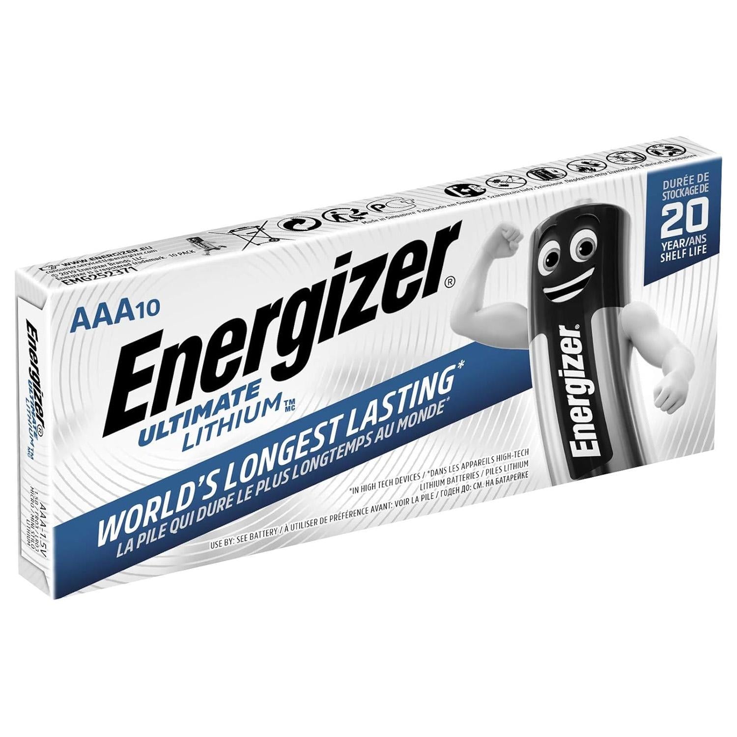 Energizer Ultimate Lithium AAA Batteries - Long-Lasting, High-Performance Power Packs Available in Packs of 10 to 100 - Digital, Wireless Accessories Handheld