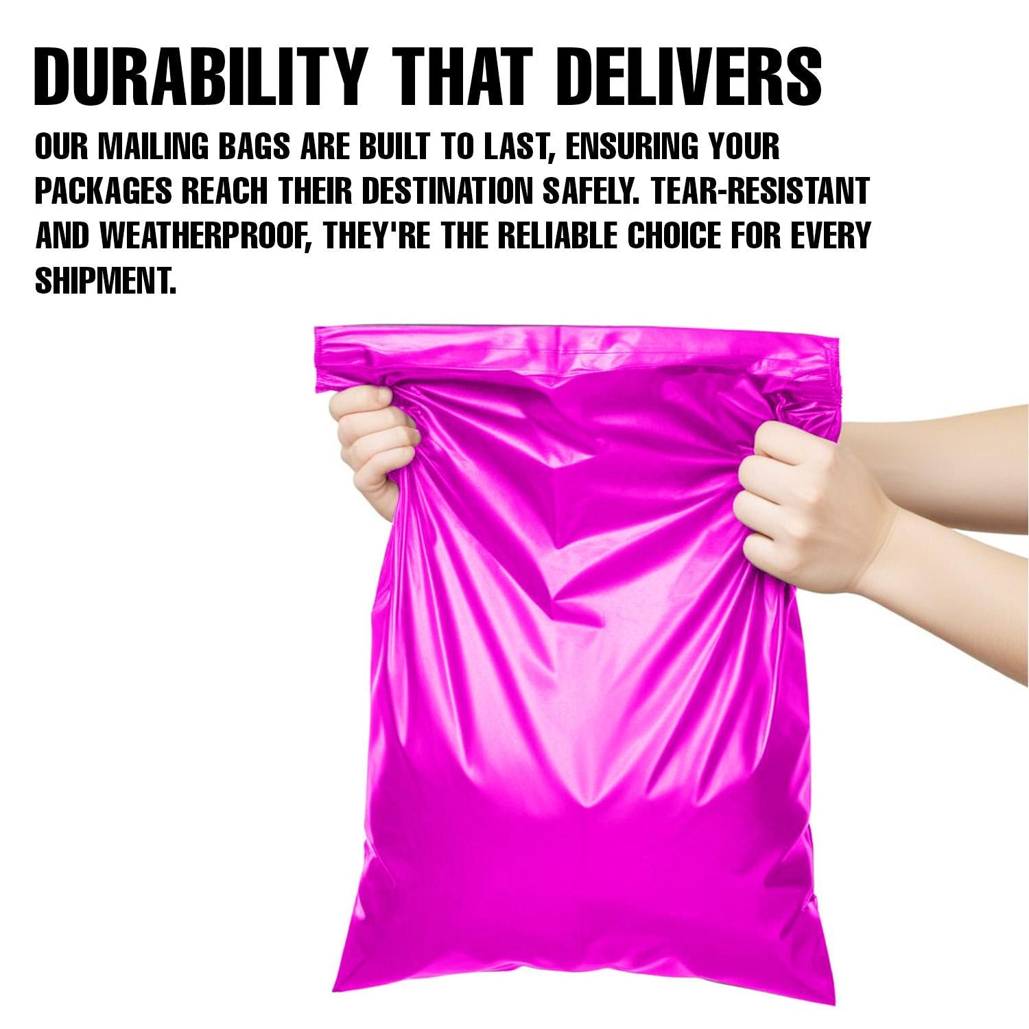 iSOUL Hot Pink Poly Mailing Bags (6" x 9") - Durable Postage and Shipping Envelopes - Available in Packs of 50 to 1000 delivery bags postage bags postbag mailing bag selfseal mailbags