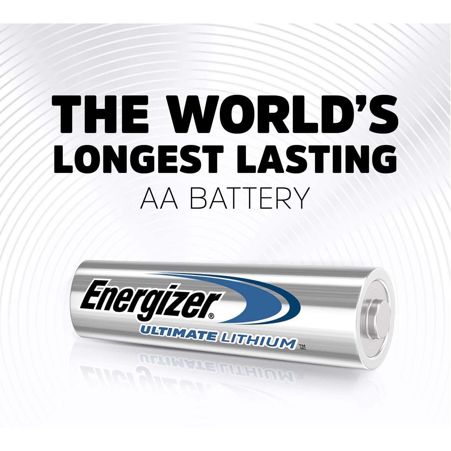 Energizer Ultimate Lithium AA Batteries - Long-Lasting, High-Performance Power Packs Available in Quantities of 10 to 100