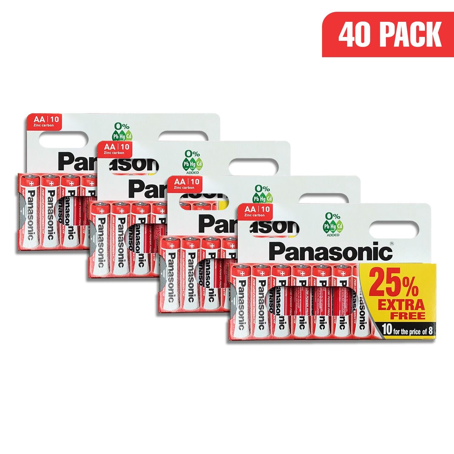 40x Panasonic AA Zinc Carbon Batteries LR06 1.5V MN1500 for Remote Controls and More - TradeBay 