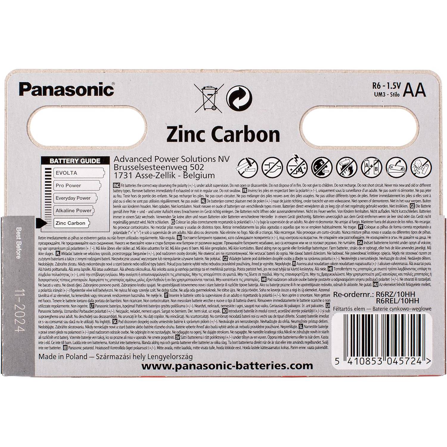 40x Panasonic AA Zinc Carbon Batteries LR06 1.5V MN1500 for Remote Controls and More - TradeBay 