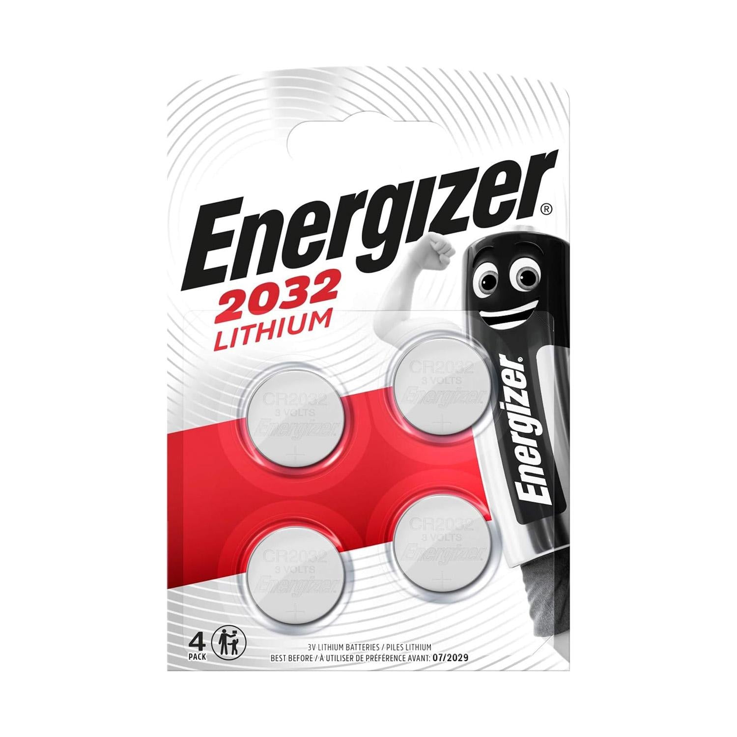 Energizer CR2032 Lithium Coin Batteries for Watches, Torches and Keys - 3V Battery for Small Electronic Devices - Button Battery