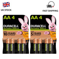 Duracell Rechargeable AA Batteries (Pack of 4), Pre-Charged 1300mAh & 2500 mAh NiMH Longest Lasting Rechargeable battery with 0% plastic 100% recyclable packaging