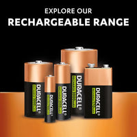 Duracell Rechargeable AA Batteries (Pack of 4), Pre-Charged 1300mAh & 2500 mAh NiMH Longest Lasting Rechargeable battery with 0% plastic 100% recyclable packaging