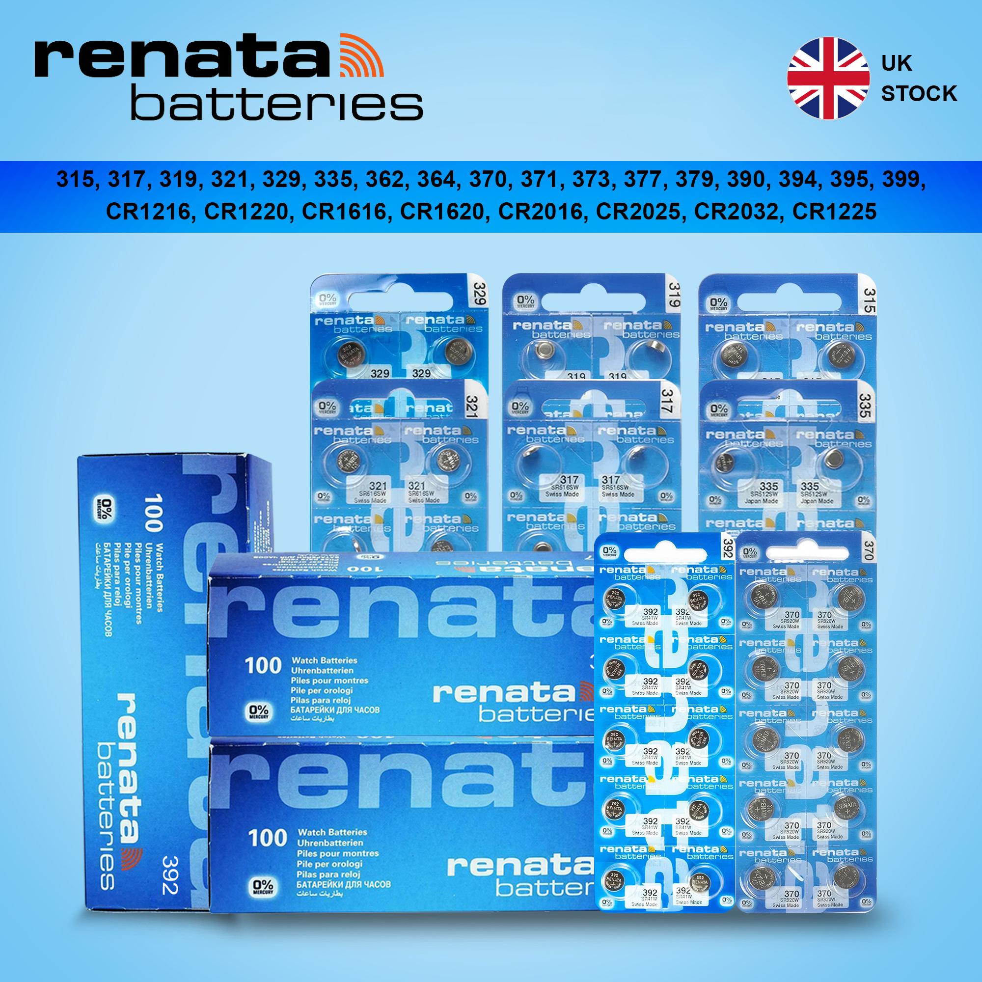 Renata Watch Batteries - Swiss-Made Silver Oxide (Pack of 5) for Analog and Digital Watches