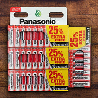 40x Panasonic AA Zinc Carbon Batteries LR06 1.5V MN1500 for Remote Controls and More