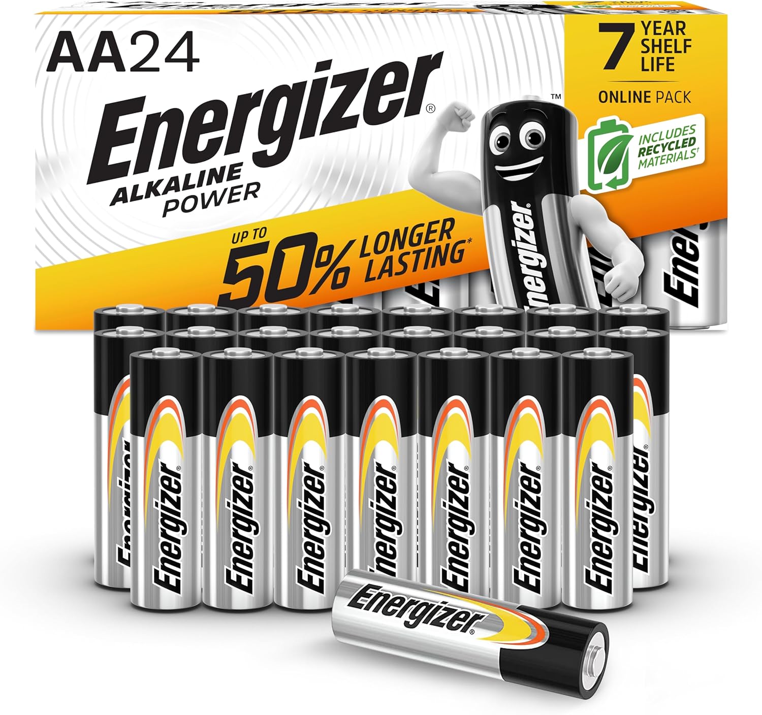 Energizer AA Batteries - 24 Pack, Alkaline Power for Remote Controls & More Accessories Devices