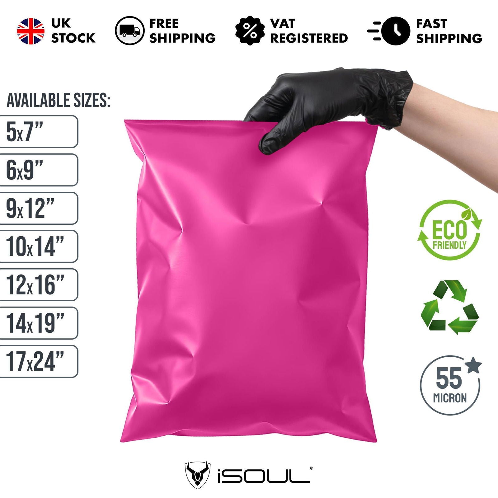 Hot Pink Mailing Bags iSOUL Shipping Poly Postal Self Seal Bags Small Mailing Bags Postage Packaging Bags - TradeBay 
