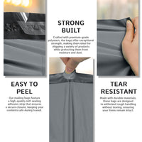 iSOUL Grey Mailing Bags for Posting Clothes 5”x7” to 24”x36”, Self-Seal Closure Postal Packaging Bags, Tempered Proof Postage Bags Envelopes