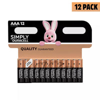 Duracell Simply AAA Batteries MN2400 LR03 1.5V Alkaline Battery Pack of 12 - Reliable and Long-Lasting - Remote, Wireless