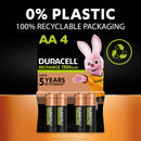 Duracell Rechargeable AA Batteries (Pack of 4), Pre-Charged 1300mAh & 2500 mAh NiMH Longest Lasting Rechargeable battery with 0% plastic 100% recyclable packaging