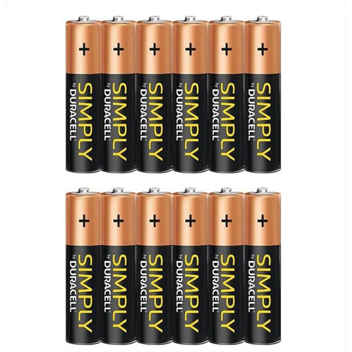 Duracell Simply AA Alkaline Batteries - Pack of 12 MN1500 AA Batteries Long Lasting Power for Remote Controls, Toys & More - Wireless Accessories Devices