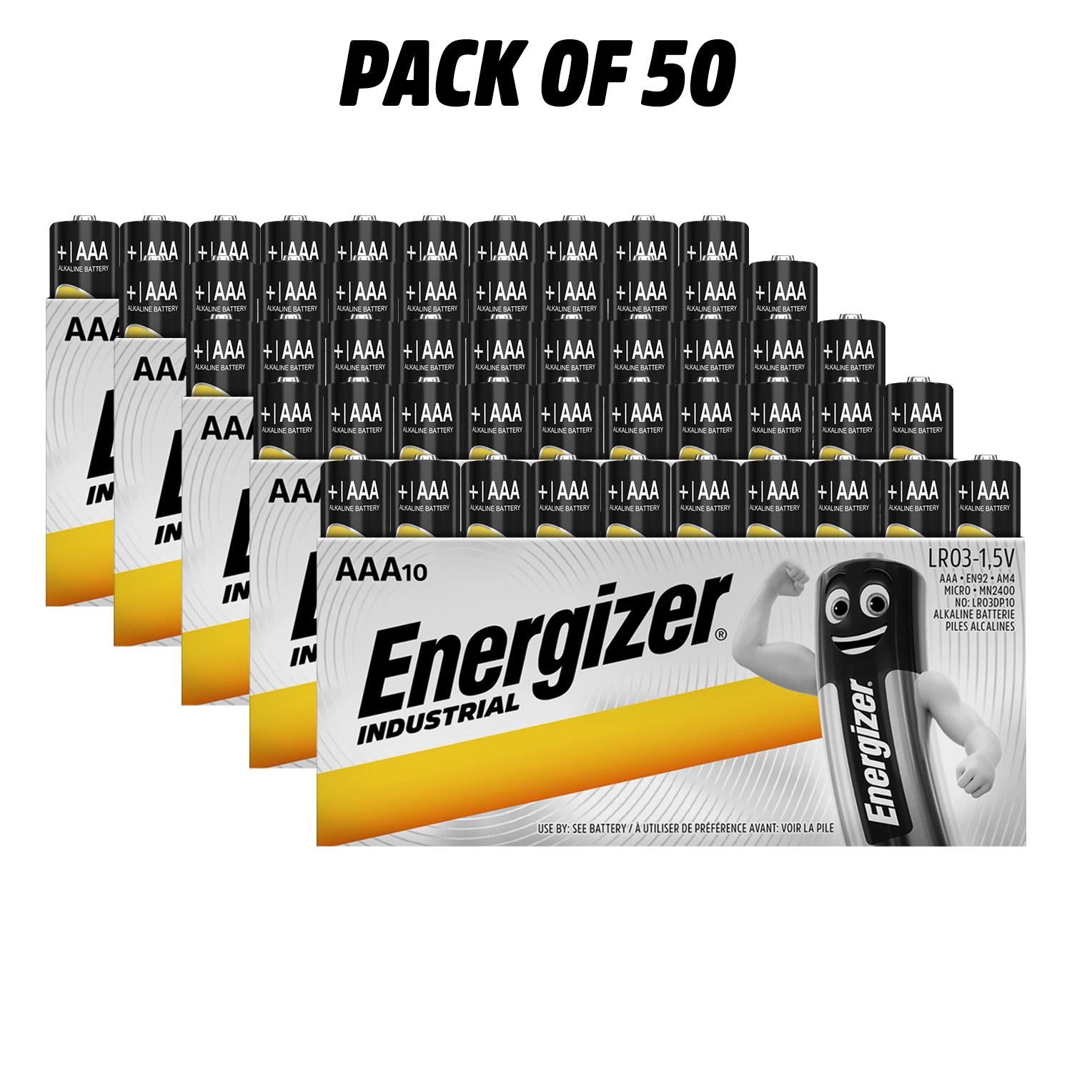 Energizer AAA Industrial Battery Alkaline MN1500 LR03 - Long Lasting Power Performance - 1.5V Accessories Batteries