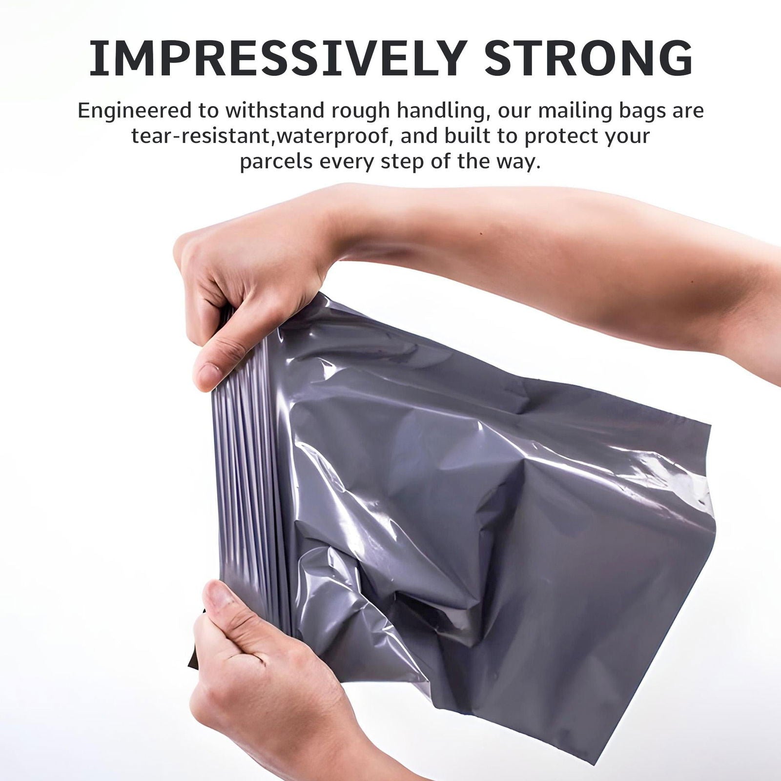 iSOUL 50 Mixed Size Grey Mailing Bags - Strong Waterproof Poly Plastic Envelopes for Parcels - 3 Sizes - 50 Pack Small/Medium/Large Mail - TradeBay 